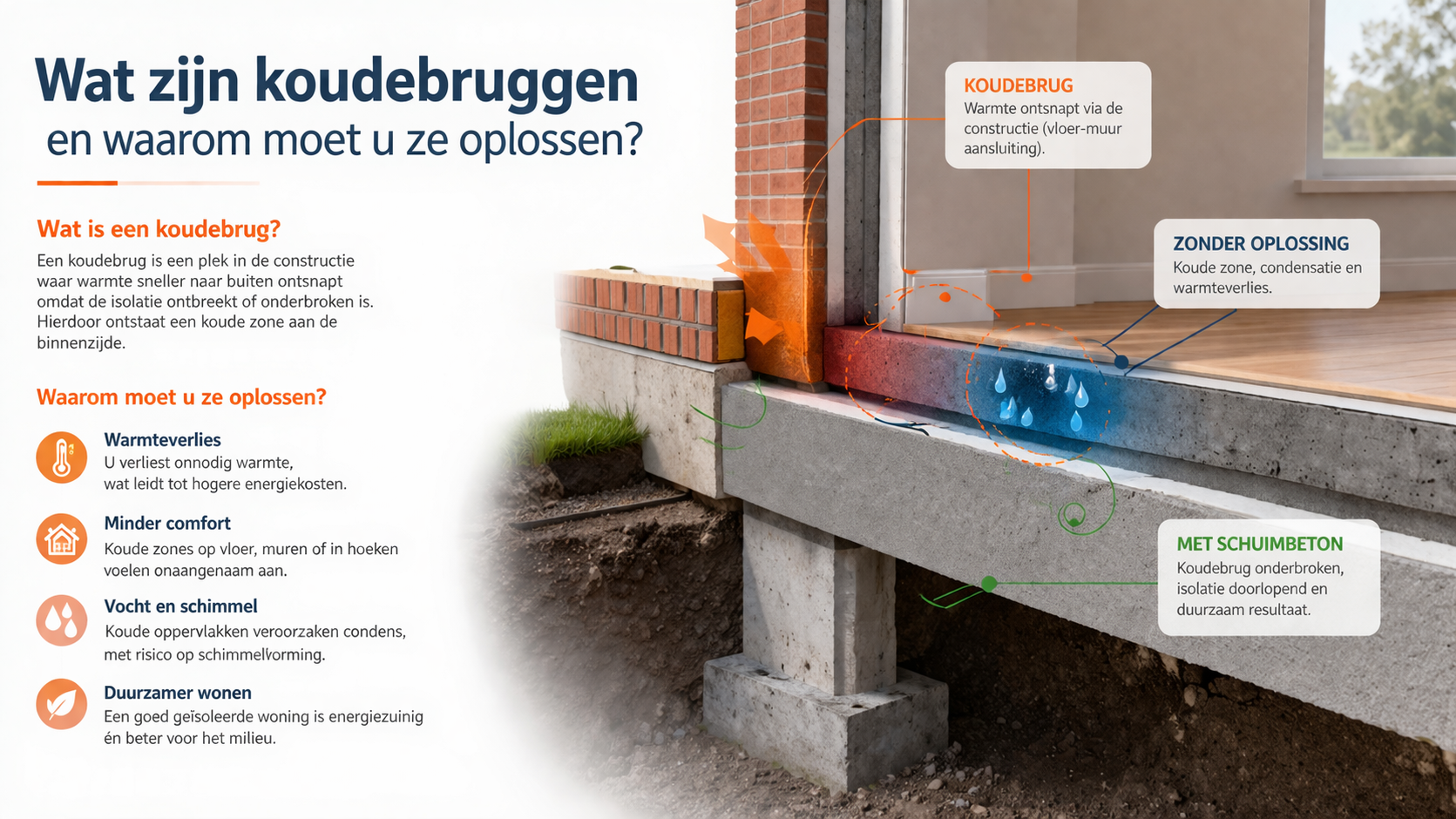 Koudebruggen verminderen met schuimbeton