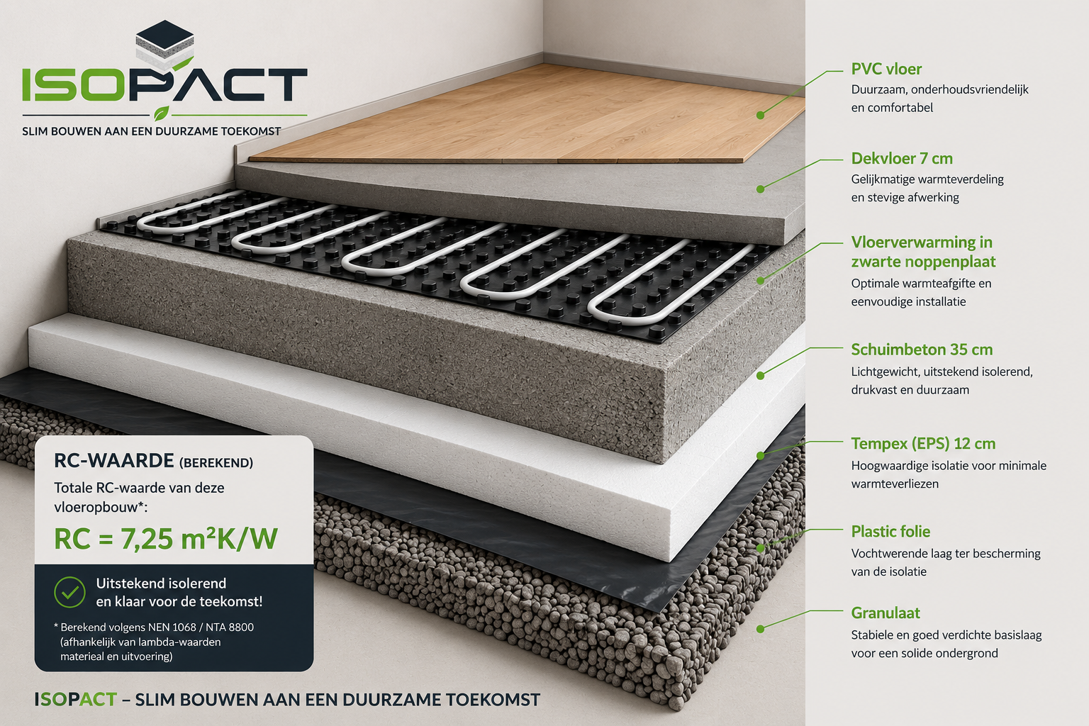 Isopact als onderlaag voor vloerverwarming