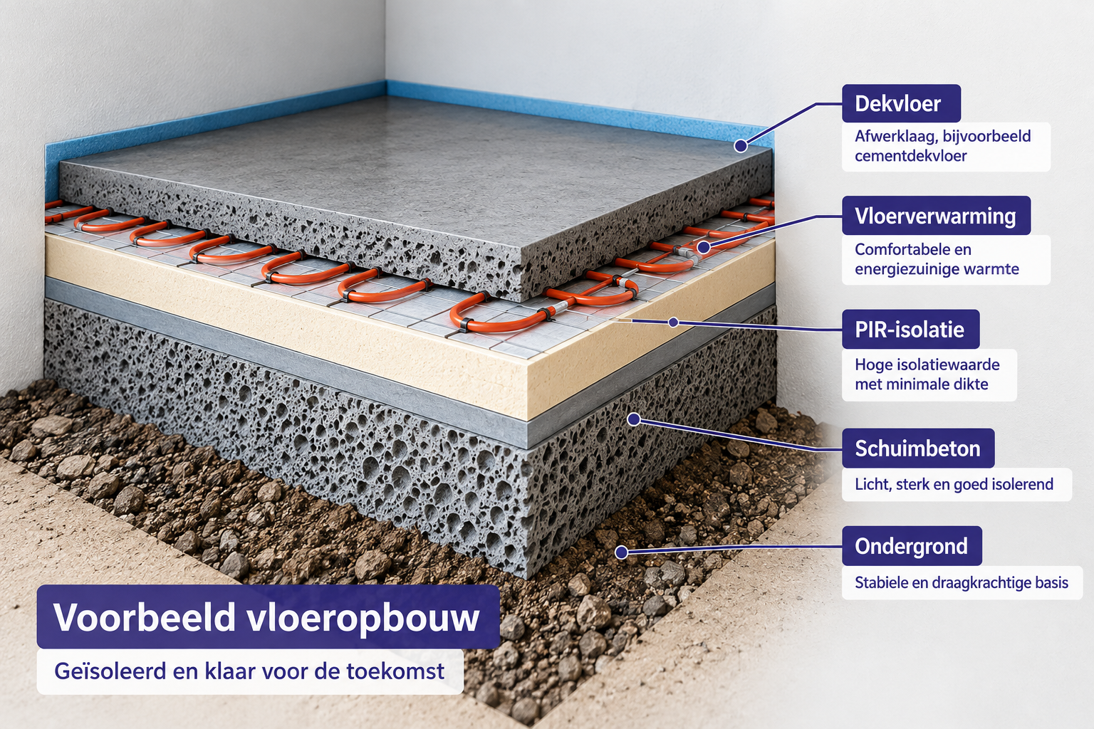 Een geïsoleerde renovatievloer met schuimbeton en PIR