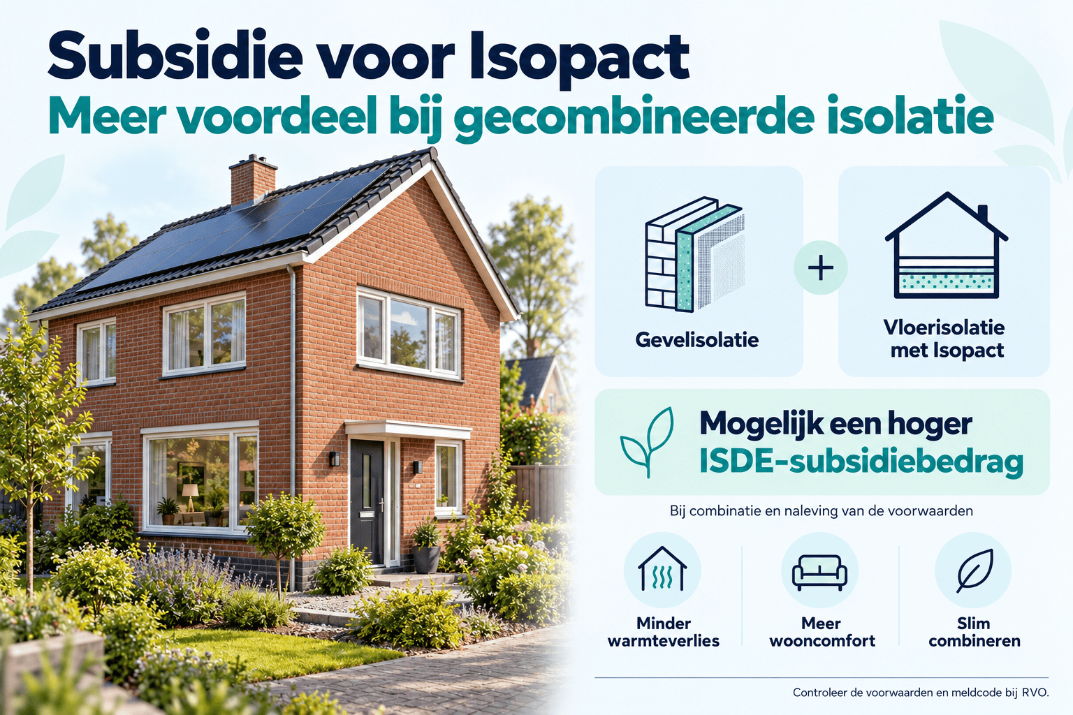 een woning en uitleg over mogelijk meer ISDE-subsidie bij combinatie van gevelisolatie en vloerisolatie met Isopact.